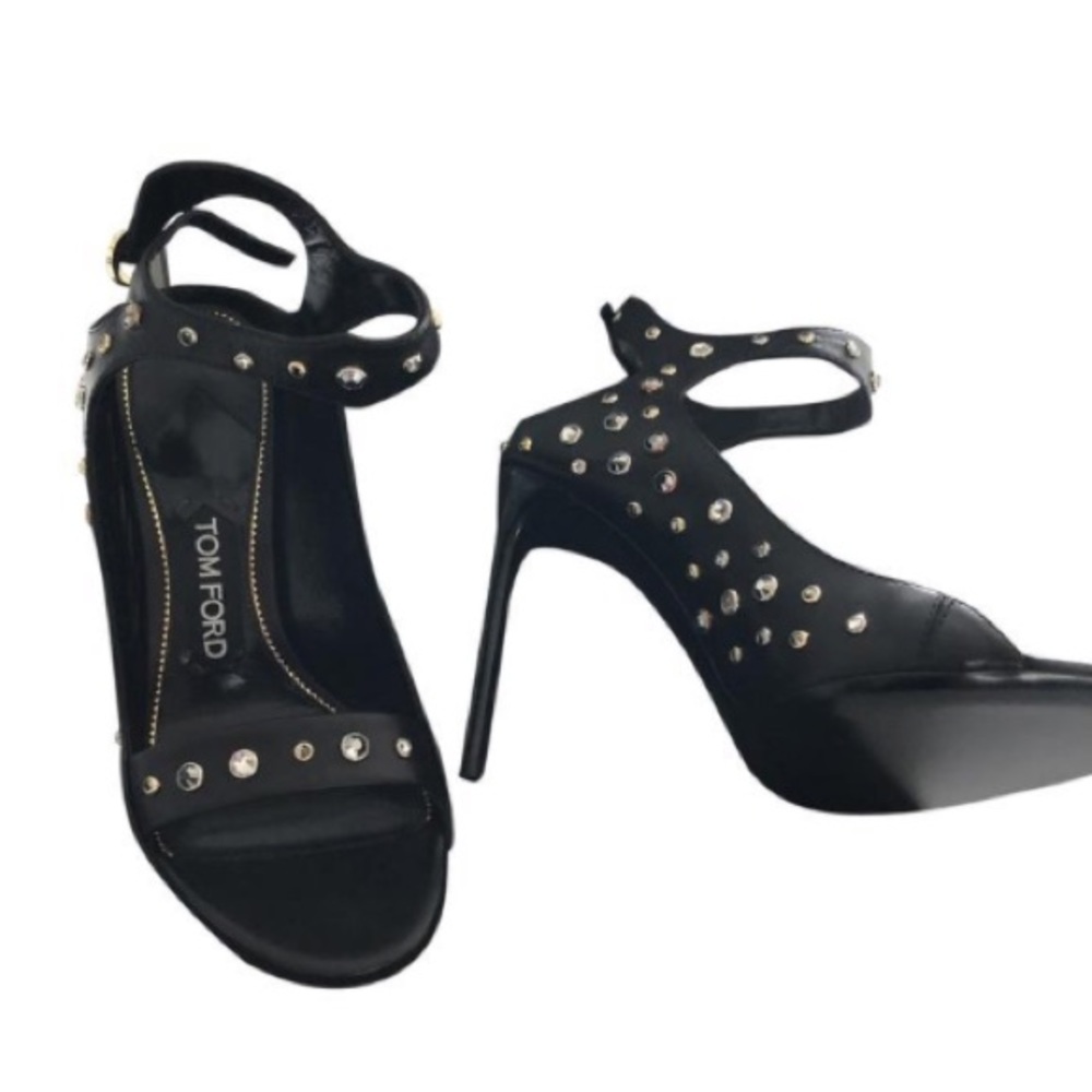 Tom Ford Black Crystal Studded Sandal
